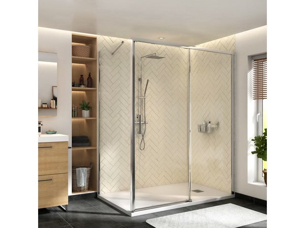 Porte de douche coulissante transparente, chromé 160 cm, remix