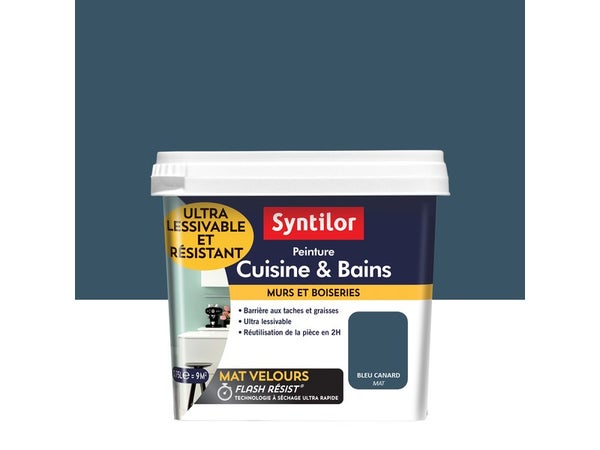 Peinture Mur Cuisine Et Bains Syntilor Bleu Canard Mat 0.75 L