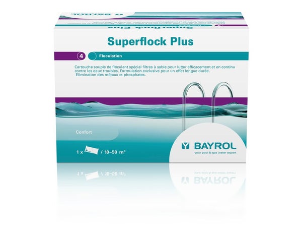 Clarifiant piscine BAYROL Superflock, tube 1 kg