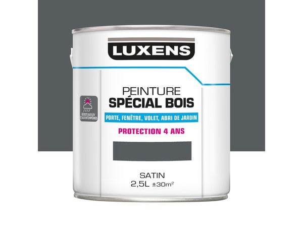 Peinture Bois Extérieur / Intérieur Gris Basalte Satin Luxens 2.5 L