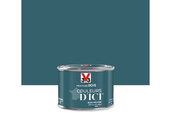 Peinture Bois Extérieur Couleurs D'Ici® V33, Bleu Feutré Velours 0.125 L