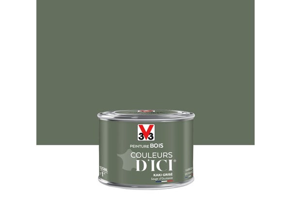 Peinture Bois Extérieur Couleurs D'Ici® V33, Kaki Grisé Velours 0.125 L