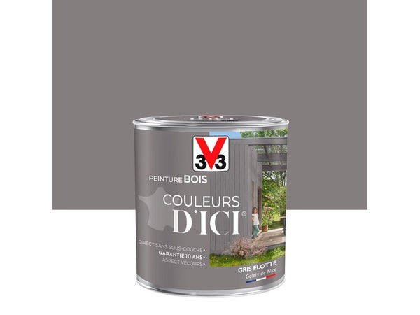 Peinture Bois Extérieur Couleurs D'Ici® V33, Gris Flotté Velours 0.5 L