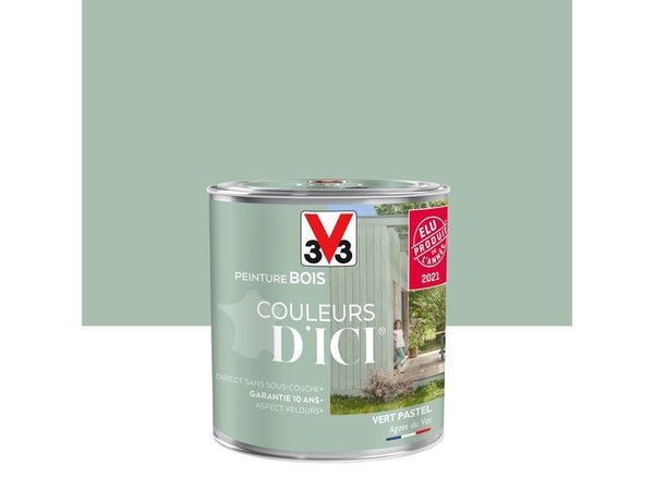 Peinture Bois Extérieur Couleurs D'Ici® V33, Vert Pastel Velours 0.5 L