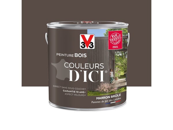 Peinture Bois Extérieur Couleurs D'Ici® V33, Marron Brûlé Velours 2 L