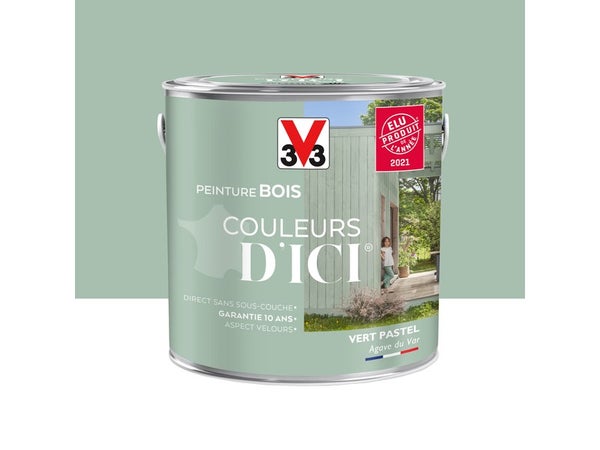 Peinture Bois Extérieur Couleurs D'Ici® V33, Vert Pastel Velours 2 L
