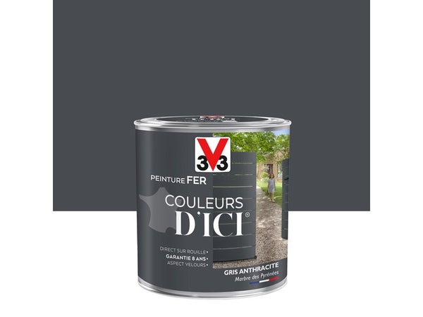 Peinture Fer Extérieur Couleurs D'Ici® V33 Gris Anthracite Velours 0.5 L