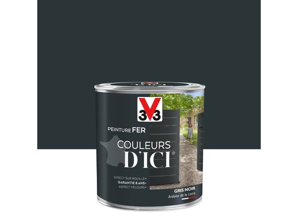 Peinture Fer Extérieur Couleurs D'Ici® V33 Gris Noir Velours 0.5 L