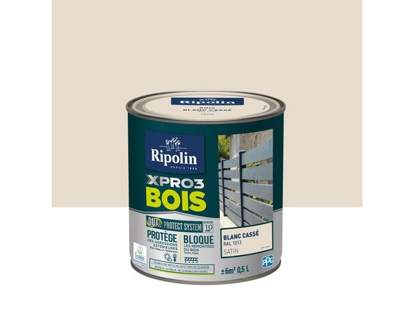 Peinture Bois Extérieur / Intérieur Xpro3 Ripolin, Blanc Casse Satiné 0.5 L