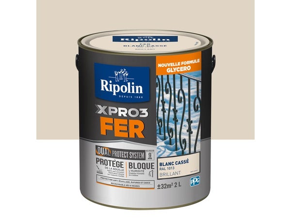 Peinture Fer Extérieur Xpro3 Ripolin Blanc Casse Brillant 2 L