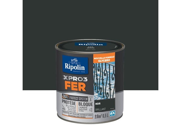 Peinture Fer Extérieur Xpro3 Ripolin Noir Brillant 0.5 L