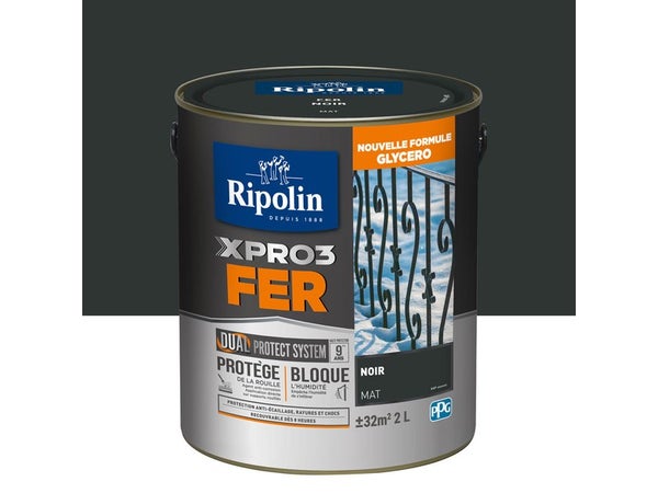 Peinture Fer Extérieur Xpro3 Ripolin Noir Mat Mat 2 L