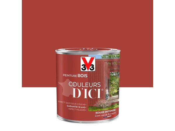 Peinture Bois Extérieur Couleurs D'Ici® V33, Rouge Intense Velours 0.5 L