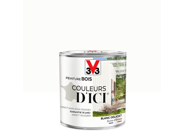 Peinture Bois Extérieur Couleurs D'Ici® V33, Blanc Délicat Velours 0.5 L