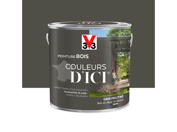 Peinture Bois Extérieur Couleurs D'Ici® V33, Gris Feutré Velours 2 L