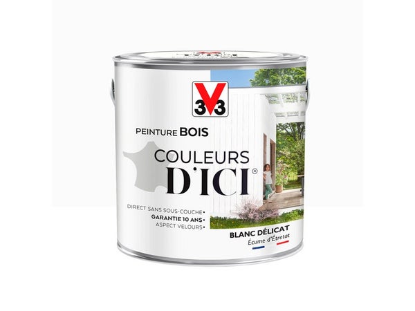 Peinture Bois Extérieur Couleurs D'Ici® V33, Blanc Délicat Velours 2 L