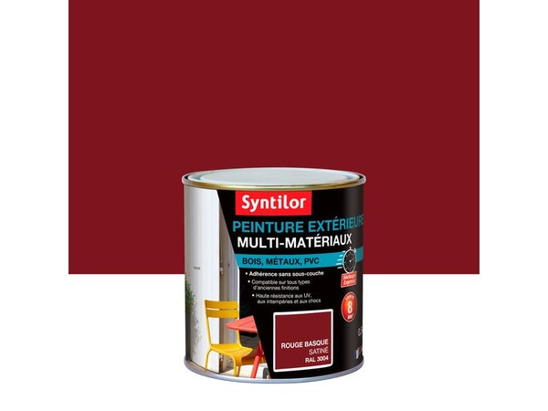 Peinture multimatériaux Extérieur Syntilor Rouge Basque Satiné 0.5 L