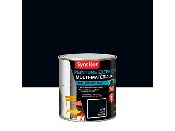Peinture multimatériaux Extérieur Syntilor Noir Satiné 0.5 L