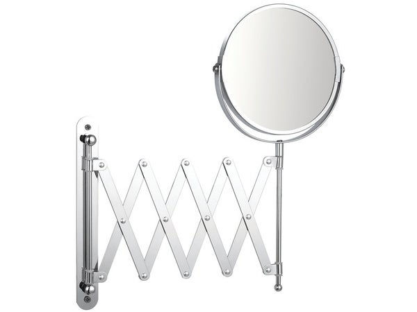 Miroir grossissant x 3 rond, H.15 x l.15 x P.0.5 cm, Extensible, chromé