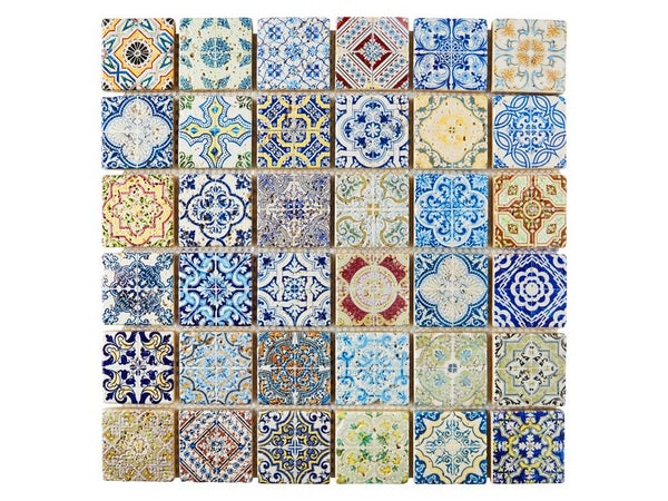 Mosaïque mur Renaissance décoré multicolore 4.8 X 4.8 cm