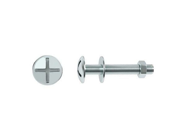 Lot De 10 Boulons Tête Ronde Acier Zingué, L.25 X Diam.6 Mm Standers