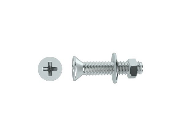 Lot De 25 Boulons Tête Autofraisée Plate Acier Zingué, L.15 X Diam.4 Mm Standers