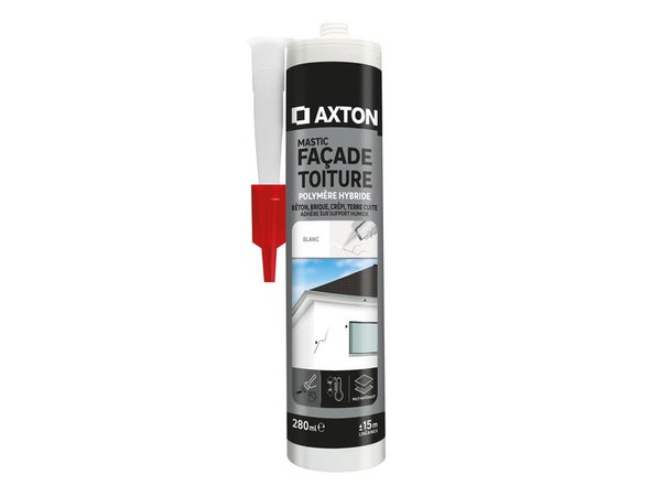 Mastic étanchéite facade/toiture polymère hybride AXTON blanc c. 280ml