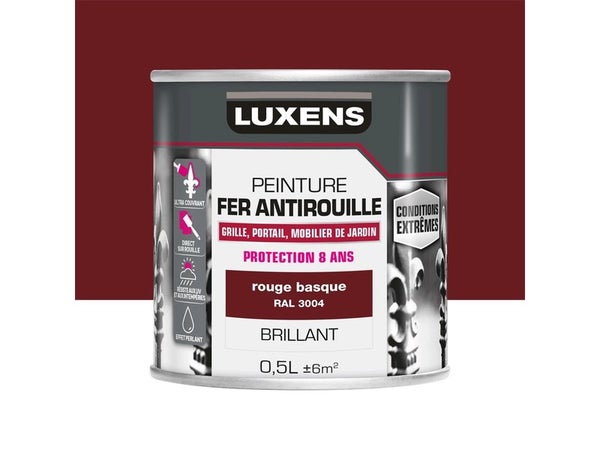 Peinture Fer Extérieur Luxens Rouge Provence Glossy 0.5 L