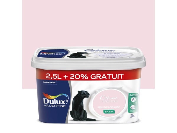 Peinture Mur, Crème De Couleur Dulux Valentine Bouton De Rose Satin 3 L