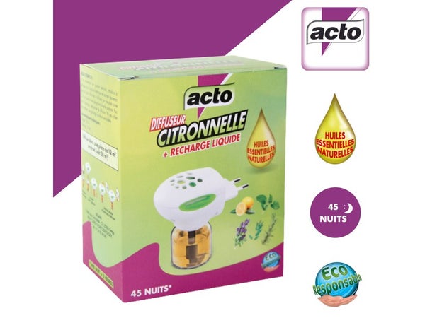 Diffuseur électrique avec recharge liquide citronnelle, ACTO