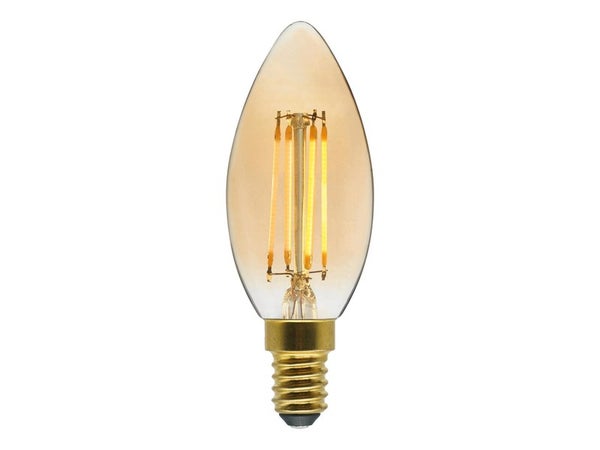 Ampoule décorative led à filament ambré flamme E14 40 W, LEXMAN