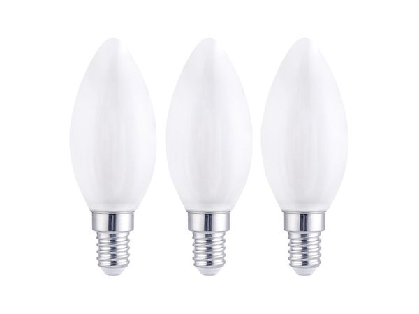 Lot de 3 ampoules led à filament blanc flamme E14, LEXMAN, 40 W