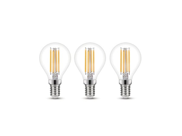 3 ampoules led à filament sphérique E14 470 Lm = 40 W blanc chaud, LEXMAN