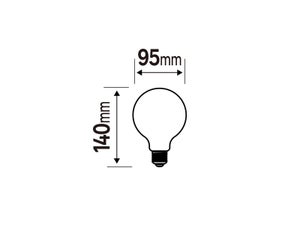 Ampoule led à filament globe 95 mm E27 75 W blanc chaud, LEXMAN