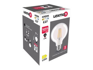 Ampoule led à filament globe 95 mm E27 75 W blanc neutre, LEXMAN