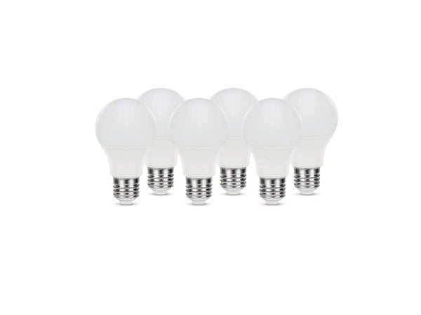 Lot de 6 ampoules led dépoli standard E27 806 Lm = 60 W blanc neutre, LEXMAN