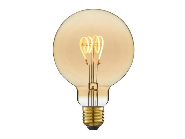 Ampoule décorative led à filament ambré globe 95 mm E27 35 W, LEXMAN