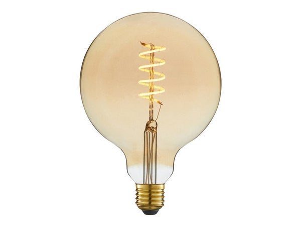 Ampoule décorative led à filament ambré globe E27, LEXMAN, diam. 125 mm 35 W