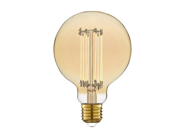 Ampoule décorative led à filament ambré globe 95 mm E27 5.8 W, LEXMAN