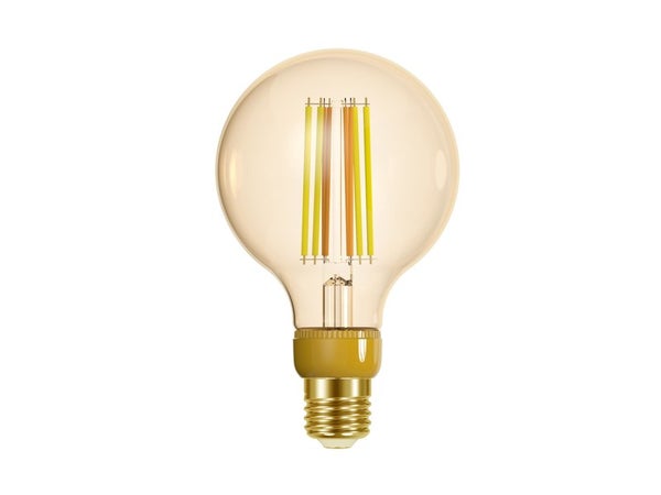 Ampoule led globe 95mm, connectée Enki, E27 75W 1055 lumens, ambre, variation de blancs, Lexman