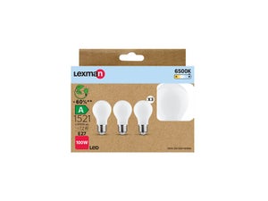 Lot de 3 ampoules led à filament standard, E27, 1521Lm 7.2W=100W, 6500K, Classe A, LEXMAN