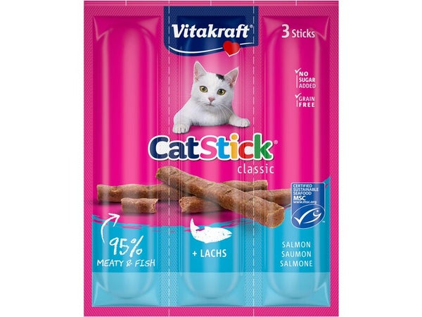 Lot de 3 friandises pour chat VITAKRAFT Stick mini saumon
