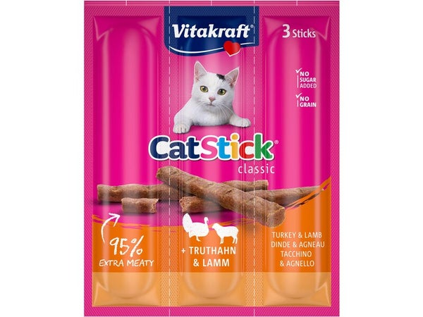 Lot de 3 friandises pour chat VITAKRAFT Stick mini dinde/agneau