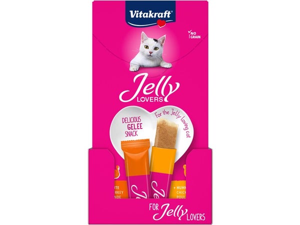 Lot de 6 friandises pour chat VITAKRAFT Jelly Lovers poulet, 15 g