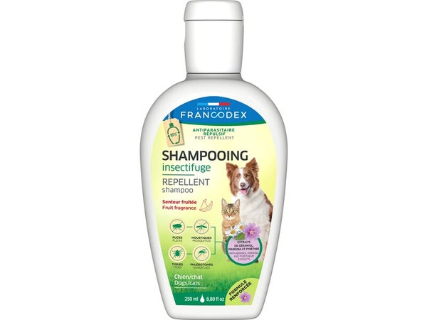 Shampooing antiparasitaire répulsif  chien/chat, fruité naturel, 250 ml