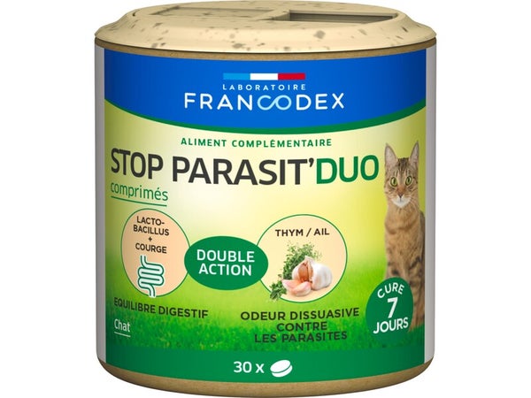 Complément alimentaire chat stop parasit'duo aux plantes 30 comprimés