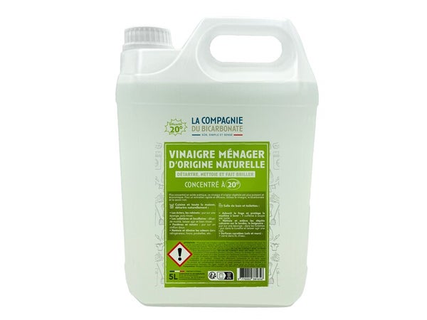 Vinaigre menager blanc concentre 20° Cie du Bicarbonate 5l