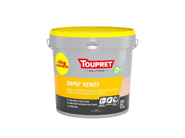 Enduit en pâte Garnissant rapid'renov TOUPRET 15 kg + 2kg gratuit