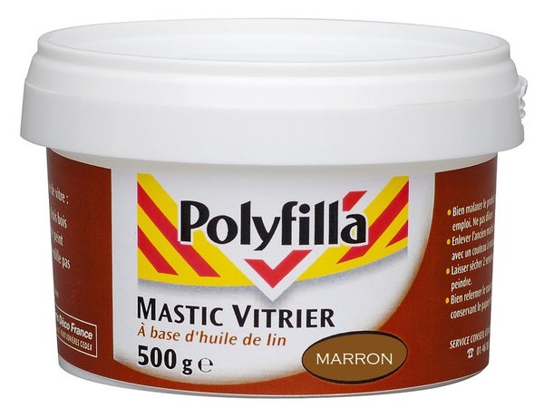 Mastic d'étanchéité vitrier, POLYFILLA, 500 g marron