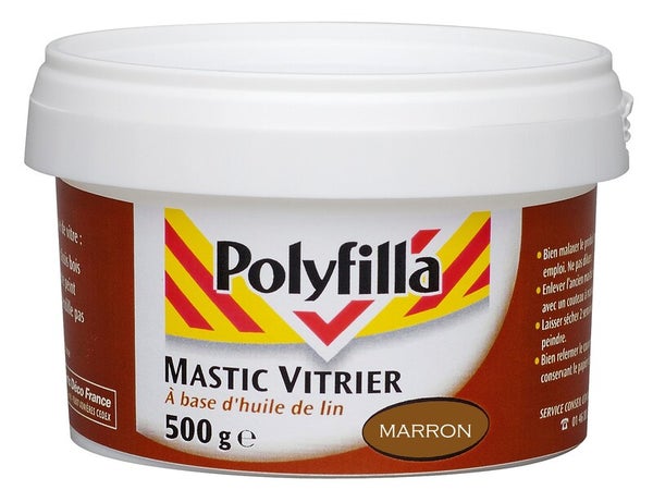 Mastic vitrier huile de lin blanc Polyfilla pot 500 g